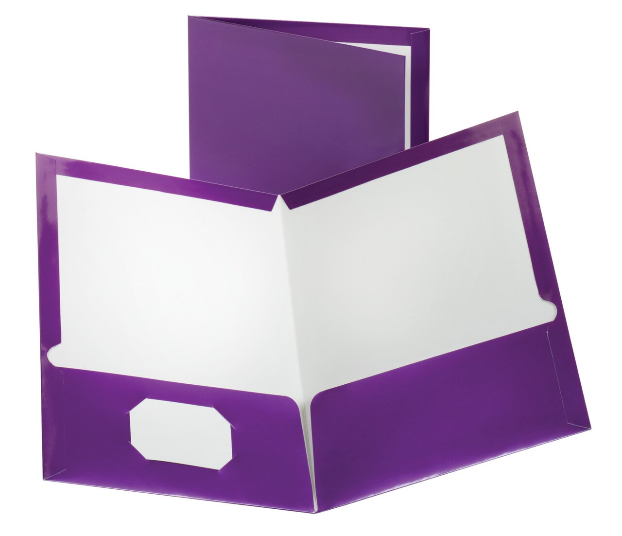 Oxford Laminated 2-Pocket Portfolio, 8-1/2 x 11 Inches, Metallic Purple, Pack of 25